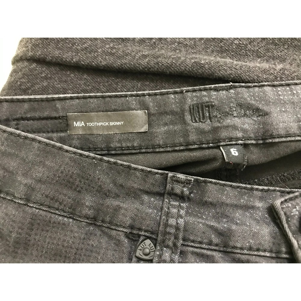 Kut From The Kloth Mia Toothpick Skinny Textured Black Jeans, Size 6 - Picture 3 of 3